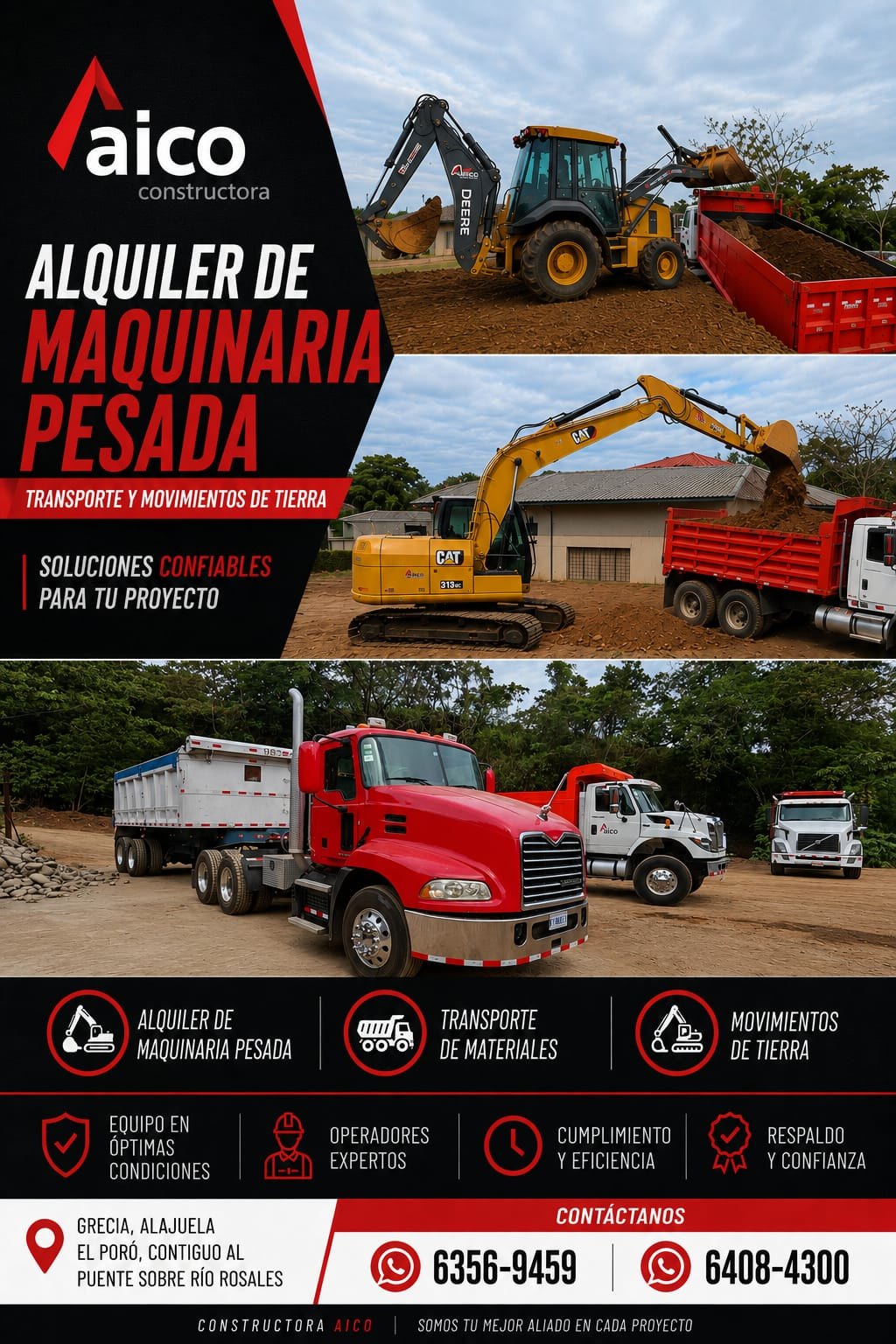 AICO Constructora alquiler de maquinaria pesada, transporte y movimientos de tierra